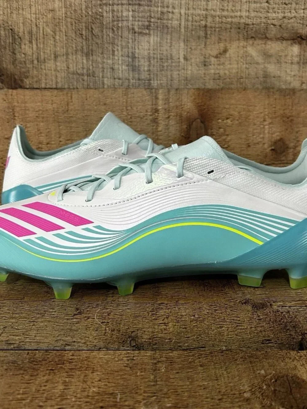 Adidas F50 Messi Elite FG Cloud White Flash Aqua Soccer Cleats Men Sz 12 JQ0927